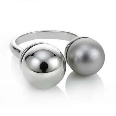 Designer silver double ball ring